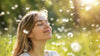 woman breathing easy surrounded by allergens.